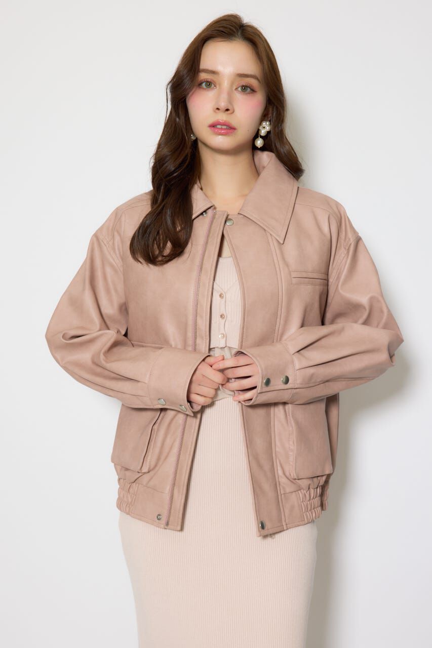 rienda「ライナー付きフェイクレザーブルゾン」|ブルゾン・スタジャン|PNK