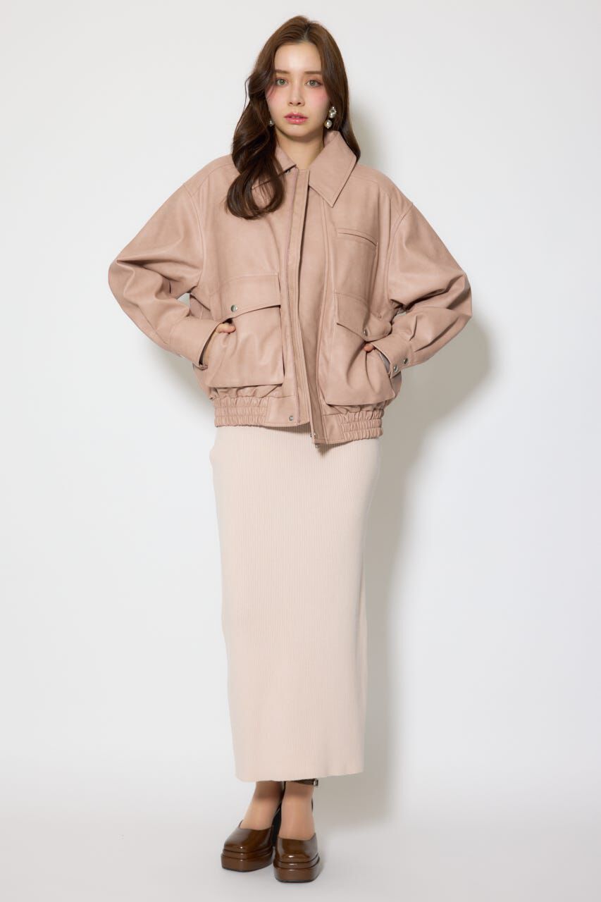 rienda「ライナー付きフェイクレザーブルゾン」|ブルゾン・スタジャン|