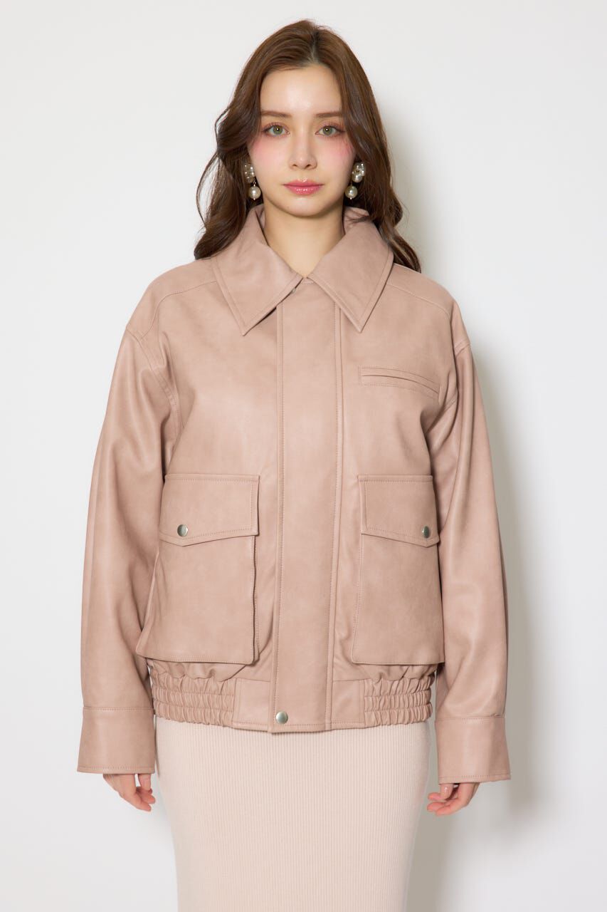 rienda「ライナー付きフェイクレザーブルゾン」|ブルゾン・スタジャン|