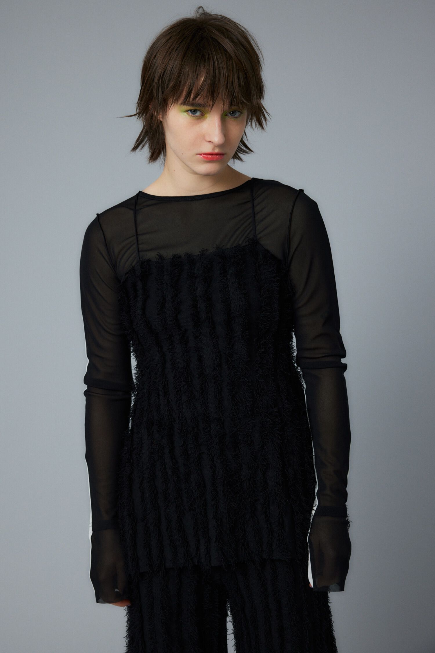 HeRIN.CYE「Fringe back open camisole」|キャミソール|BLK