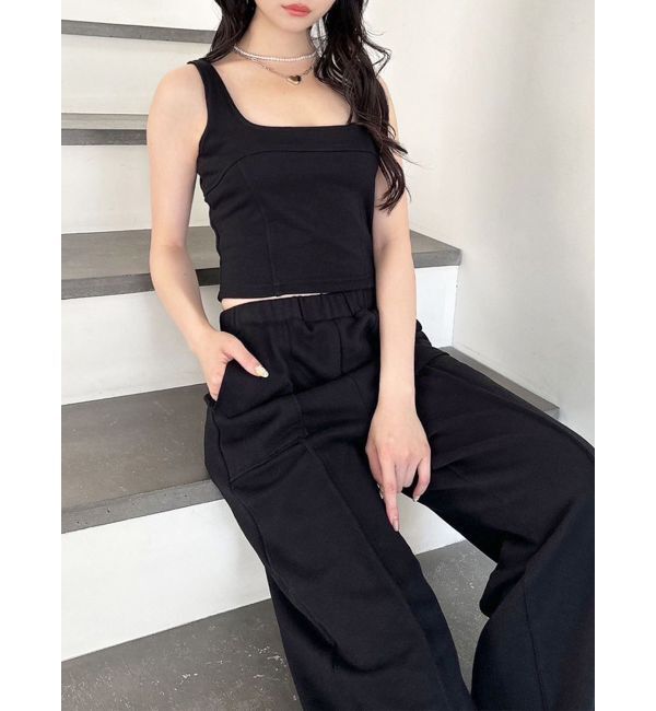 RESEXXY「スウェットコルセットトップス【セットアップ着用可能】」|タンクトップ|ブラック