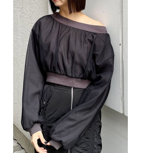 MURUA「チュールレイヤードプルオーバー」|Tシャツ・カットソー|ブラック