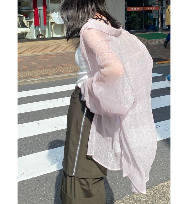 MURUA「ボリュームスリーブシャイニーシアーシャツ」|シャツ・ブラウス|