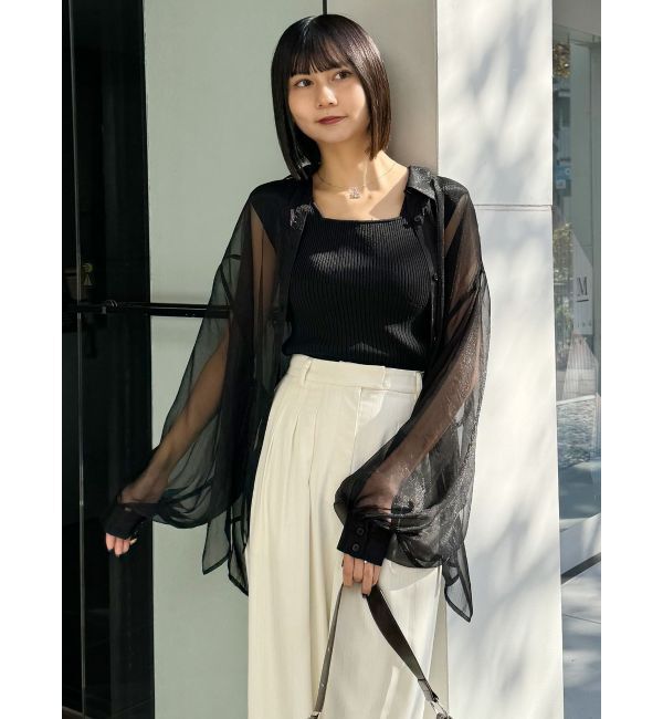 MURUA「ボリュームスリーブシャイニーシアーシャツ」|シャツ・ブラウス|