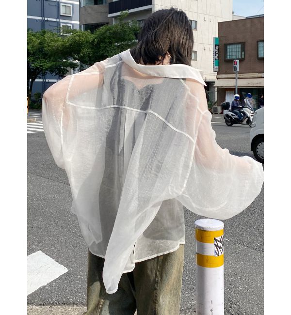 MURUA「ボリュームスリーブシャイニーシアーシャツ」|シャツ・ブラウス|