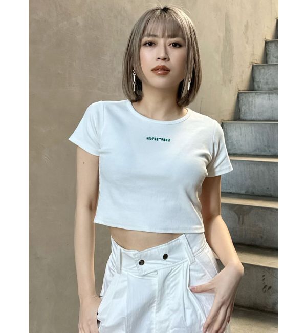 MURUA「テレコロゴクロップドT」|Tシャツ・カットソー|