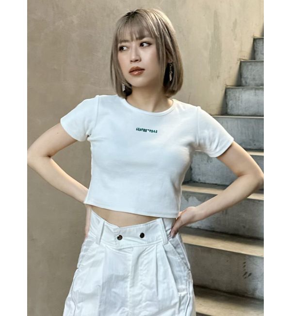 MURUA「テレコロゴクロップドT」|Tシャツ・カットソー|