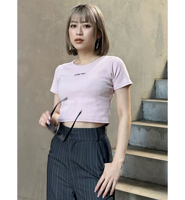 MURUA「テレコロゴクロップドT」|Tシャツ・カットソー|