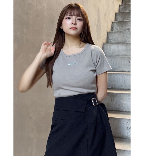 MURUA「テレコロゴクロップドT」|Tシャツ・カットソー|