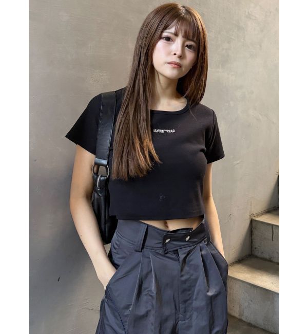 MURUA「テレコロゴクロップドT」|Tシャツ・カットソー|