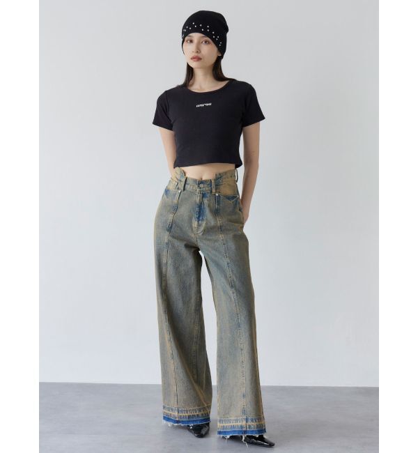 MURUA「テレコロゴクロップドT」|Tシャツ・カットソー|