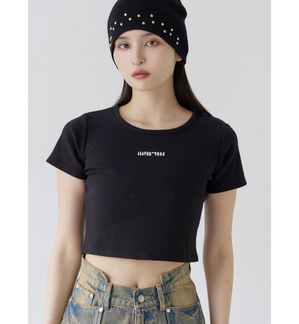 MURUA「テレコロゴクロップドT」|Tシャツ・カットソー|ブラック