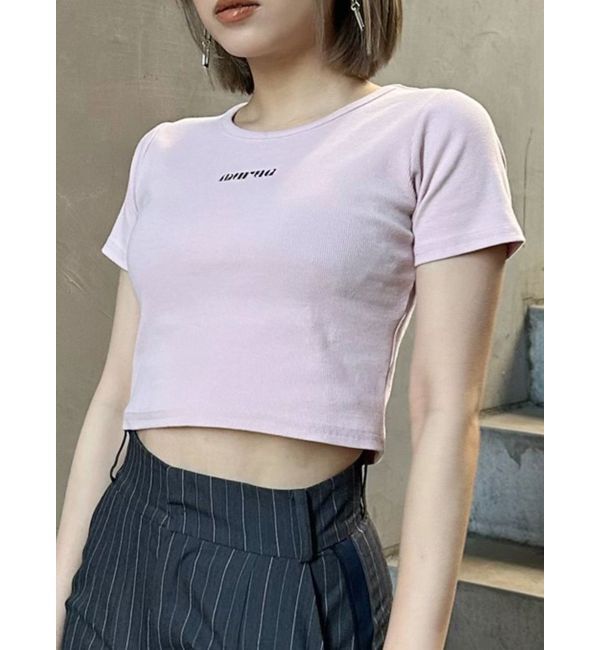 MURUA「テレコロゴクロップドT」|Tシャツ・カットソー|ピンク