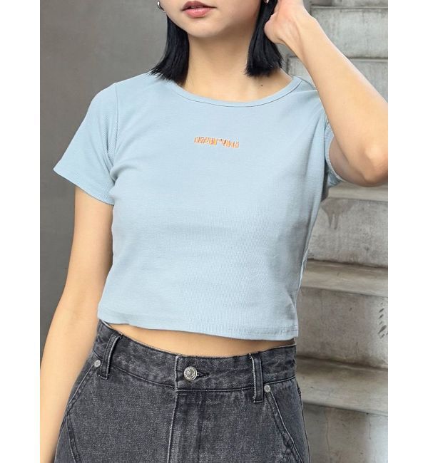 MURUA「テレコロゴクロップドT」|Tシャツ・カットソー|ブルー