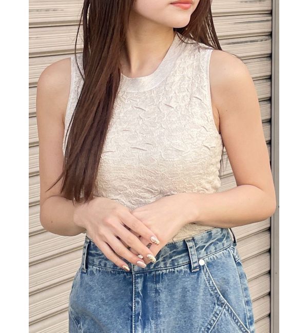 MURUA「ラメジャガードニットタンク」|ニット・セーター|ベージュ