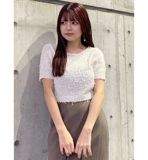 MURUA「テープヤーンハーフスリーブニット」|ニット・セーター|