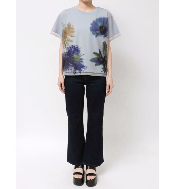 MURUA「【MURUA&times;STAYFLOWER】チュールドッキングフラワーTシャツ」|Tシャツ・カットソー|