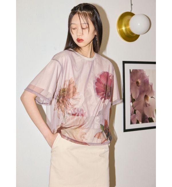 MURUA「【MURUA&times;STAYFLOWER】チュールドッキングフラワーTシャツ」|Tシャツ・カットソー|