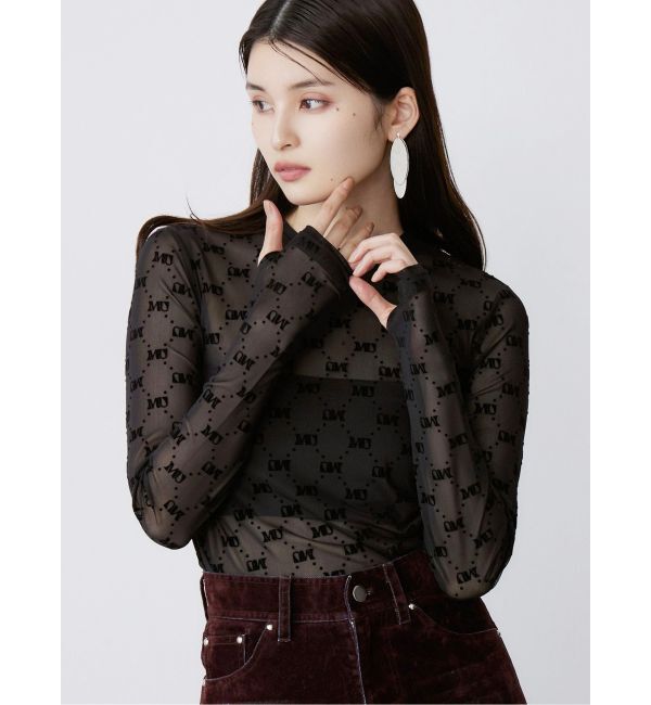 MURUA「フロッキーモノグラムシアートップス」|Tシャツ・カットソー|ブラック