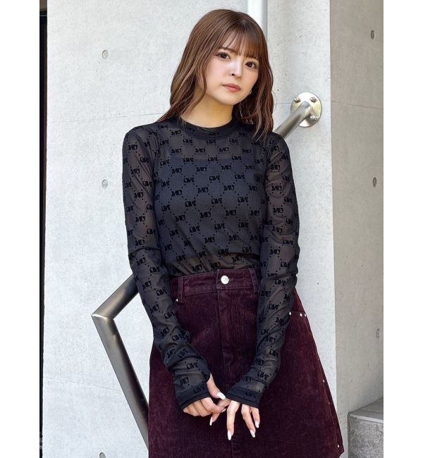 MURUA「フロッキーモノグラムシアートップス」|Tシャツ・カットソー|