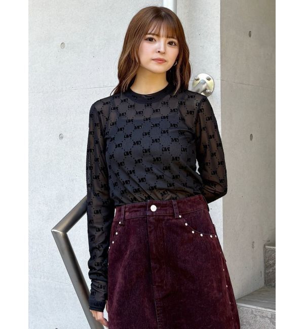 MURUA「フロッキーモノグラムシアートップス」|Tシャツ・カットソー|