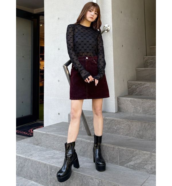 MURUA「フロッキーモノグラムシアートップス」|Tシャツ・カットソー|