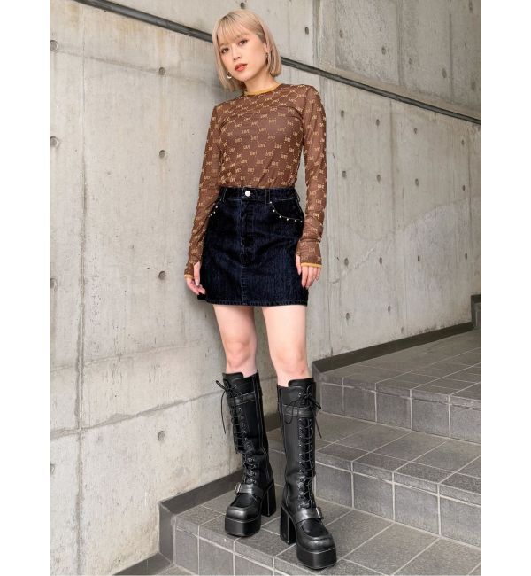 MURUA「フロッキーモノグラムシアートップス」|Tシャツ・カットソー|