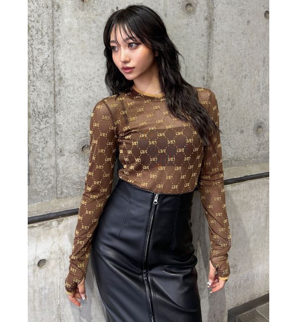 MURUA「フロッキーモノグラムシアートップス」|Tシャツ・カットソー|