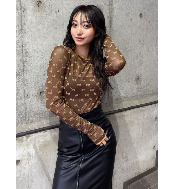 MURUA「フロッキーモノグラムシアートップス」|Tシャツ・カットソー|