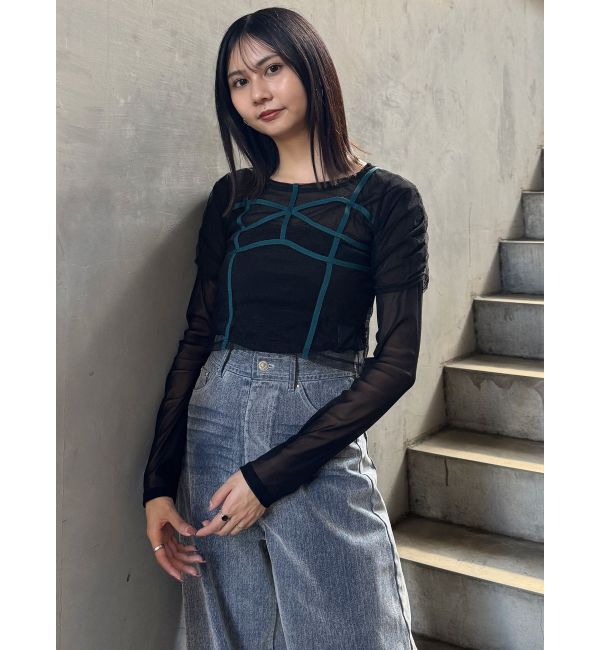 MURUA「コードビスチェデザインレイヤードトップス」|Tシャツ・カットソー|