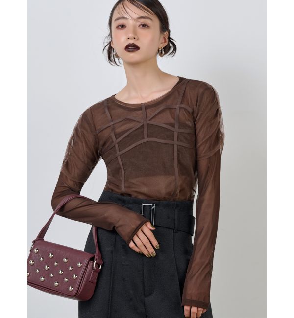 MURUA「コードビスチェデザインレイヤードトップス」|Tシャツ・カットソー|ブラウン