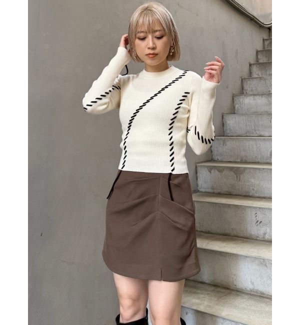 MURUA「タックドレープミニスカート【セットアップ着用可】」|スカート|