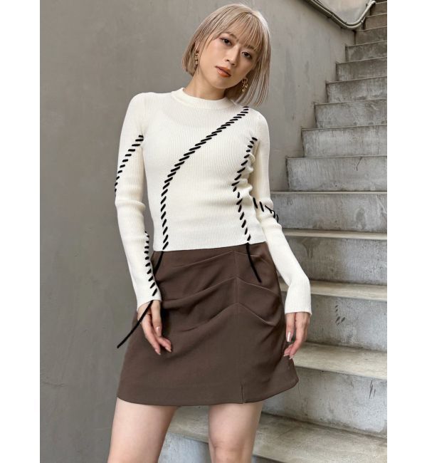 MURUA「タックドレープミニスカート【セットアップ着用可】」|スカート|