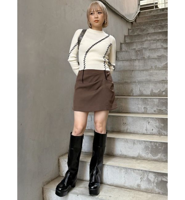 MURUA「タックドレープミニスカート【セットアップ着用可】」|スカート|