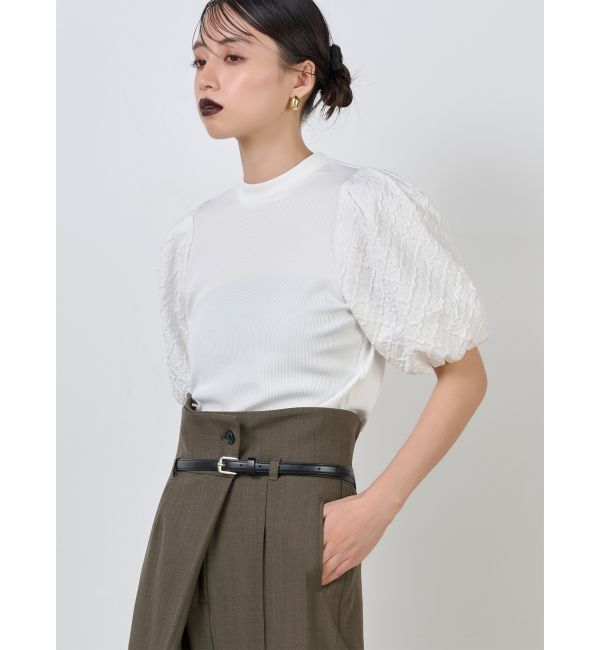 MURUA「テレコドッキングジャガードトップス」|Tシャツ・カットソー|ホワイト