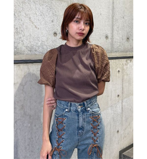 MURUA「テレコドッキングジャガードトップス」|Tシャツ・カットソー|