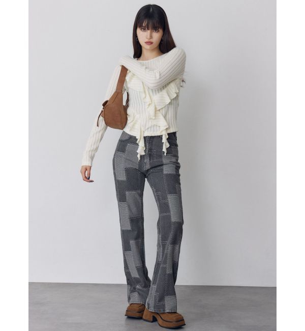 MURUA「パッチワークフレアデニム」|デニム|