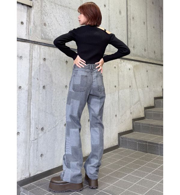 MURUA「パッチワークフレアデニム」|デニム|