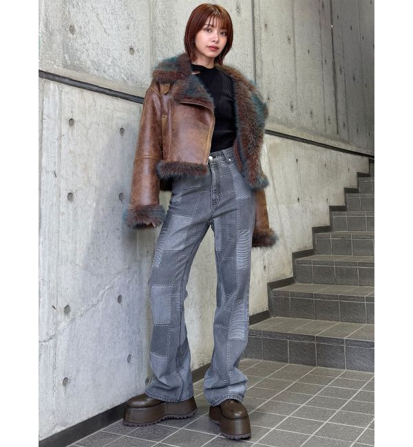 MURUA「パッチワークフレアデニム」|デニム|