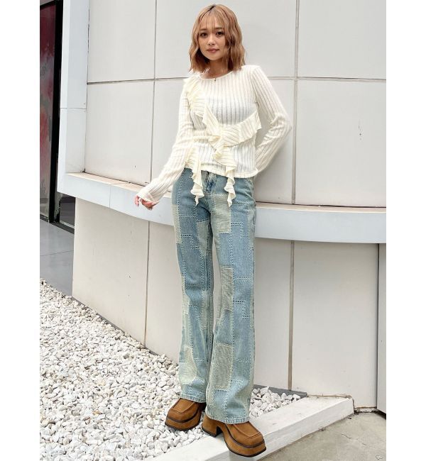 MURUA「パッチワークフレアデニム」|デニム|