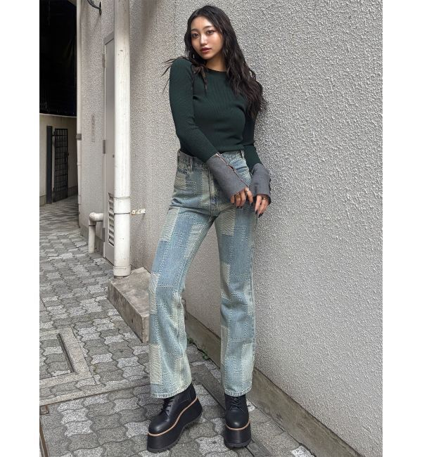 MURUA「パッチワークフレアデニム」|デニム|