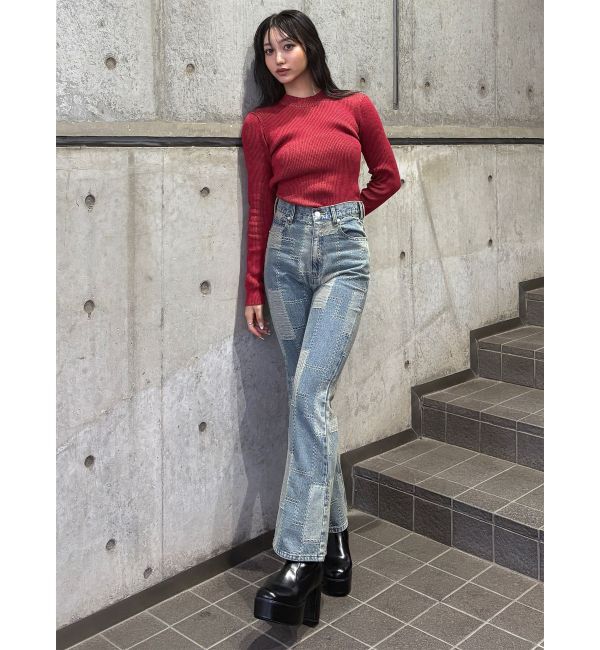 MURUA「パッチワークフレアデニム」|デニム|