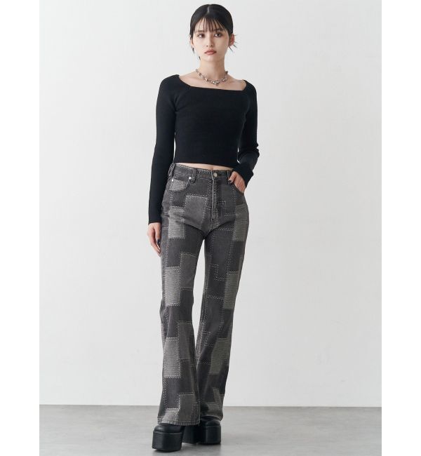 MURUA「パッチワークフレアデニム」|デニム|