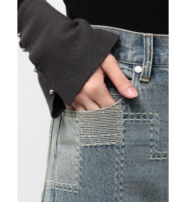 MURUA「パッチワークフレアデニム」|デニム|