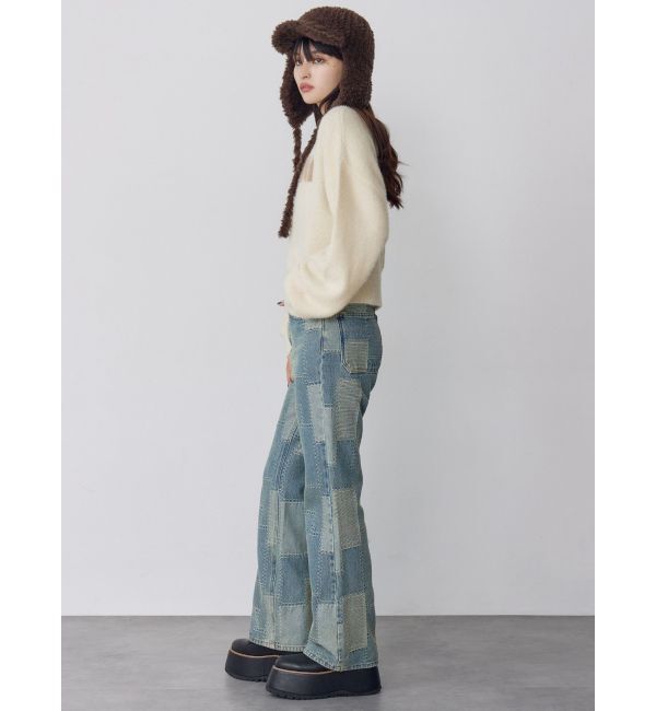 MURUA「パッチワークフレアデニム」|デニム|