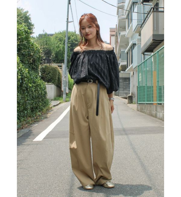 Ungrid「オフショルラメドビーハーフスリーブブラウス」|シャツ・ブラウス|