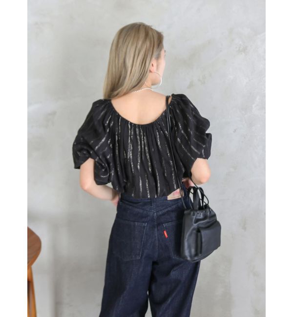 Ungrid「オフショルラメドビーハーフスリーブブラウス」|シャツ・ブラウス|