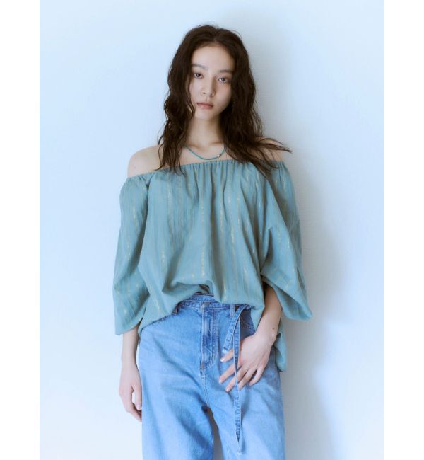 Ungrid「オフショルラメドビーハーフスリーブブラウス」|シャツ・ブラウス|