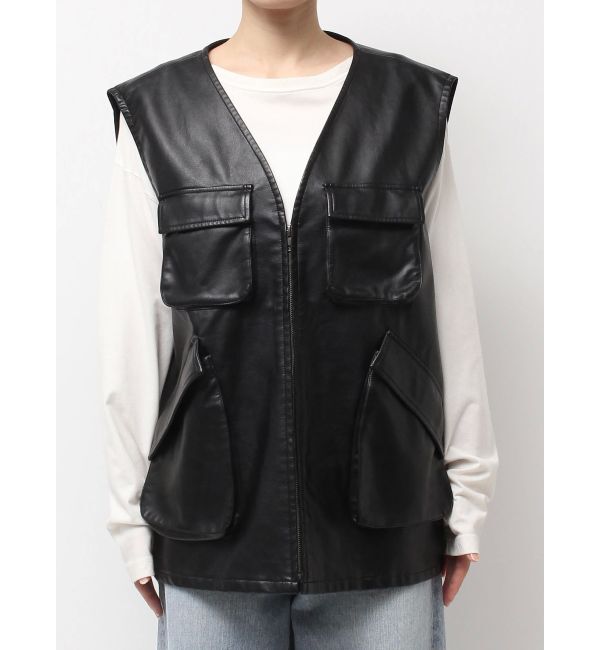 Ungrid「フェイクレザーベスト」|ダウンベスト・ベスト|