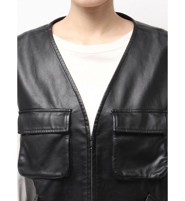 Ungrid「フェイクレザーベスト」|ダウンベスト・ベスト|